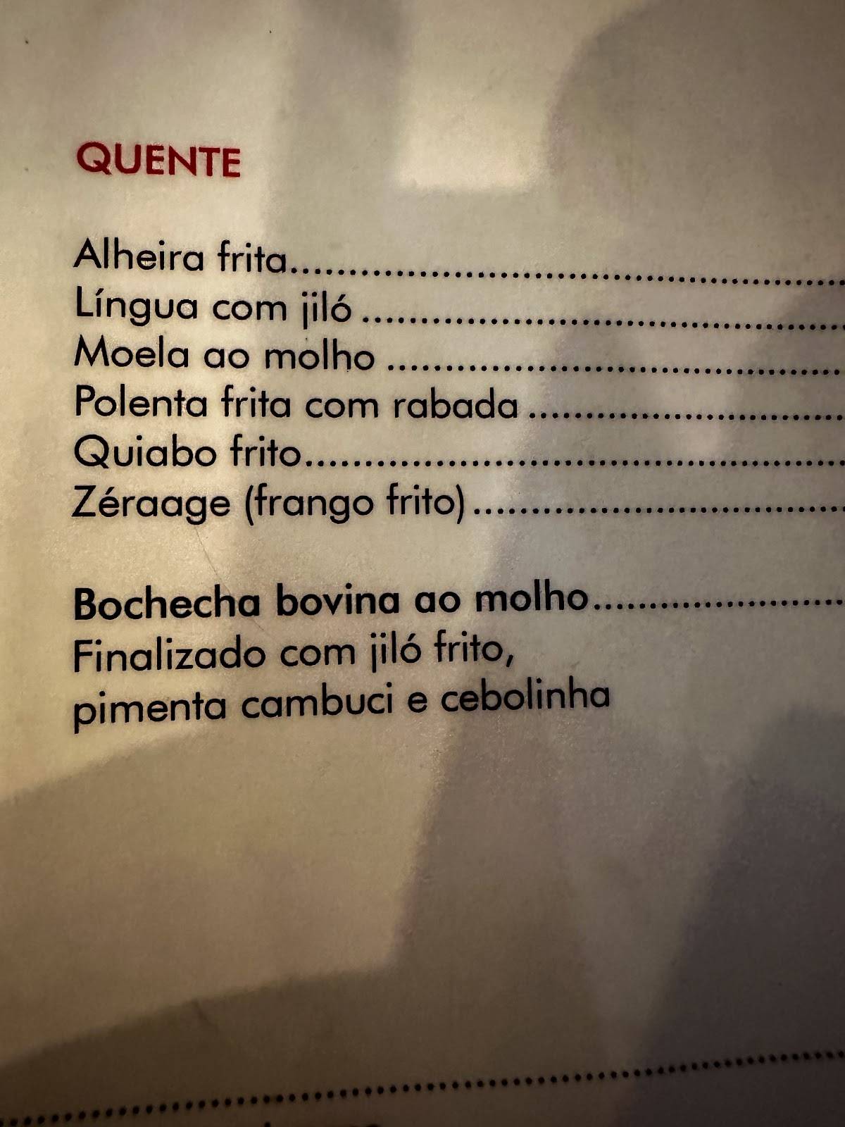 Bar Moela cardápio