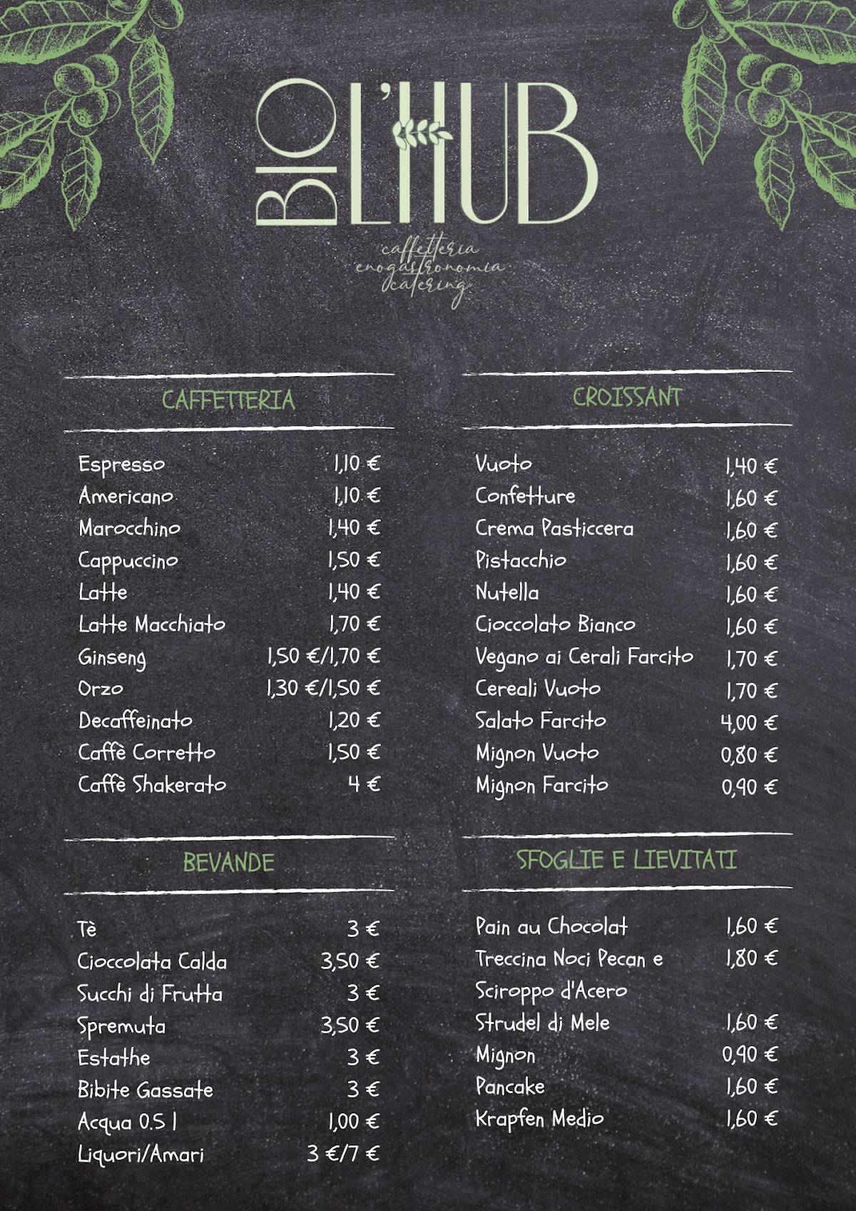 Menu de Bio L'Hub