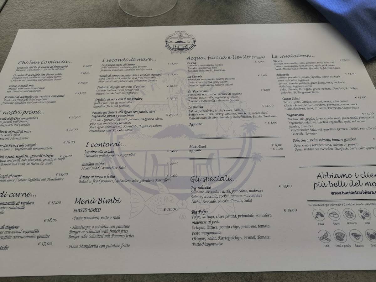 Menu di Baci a tavola 