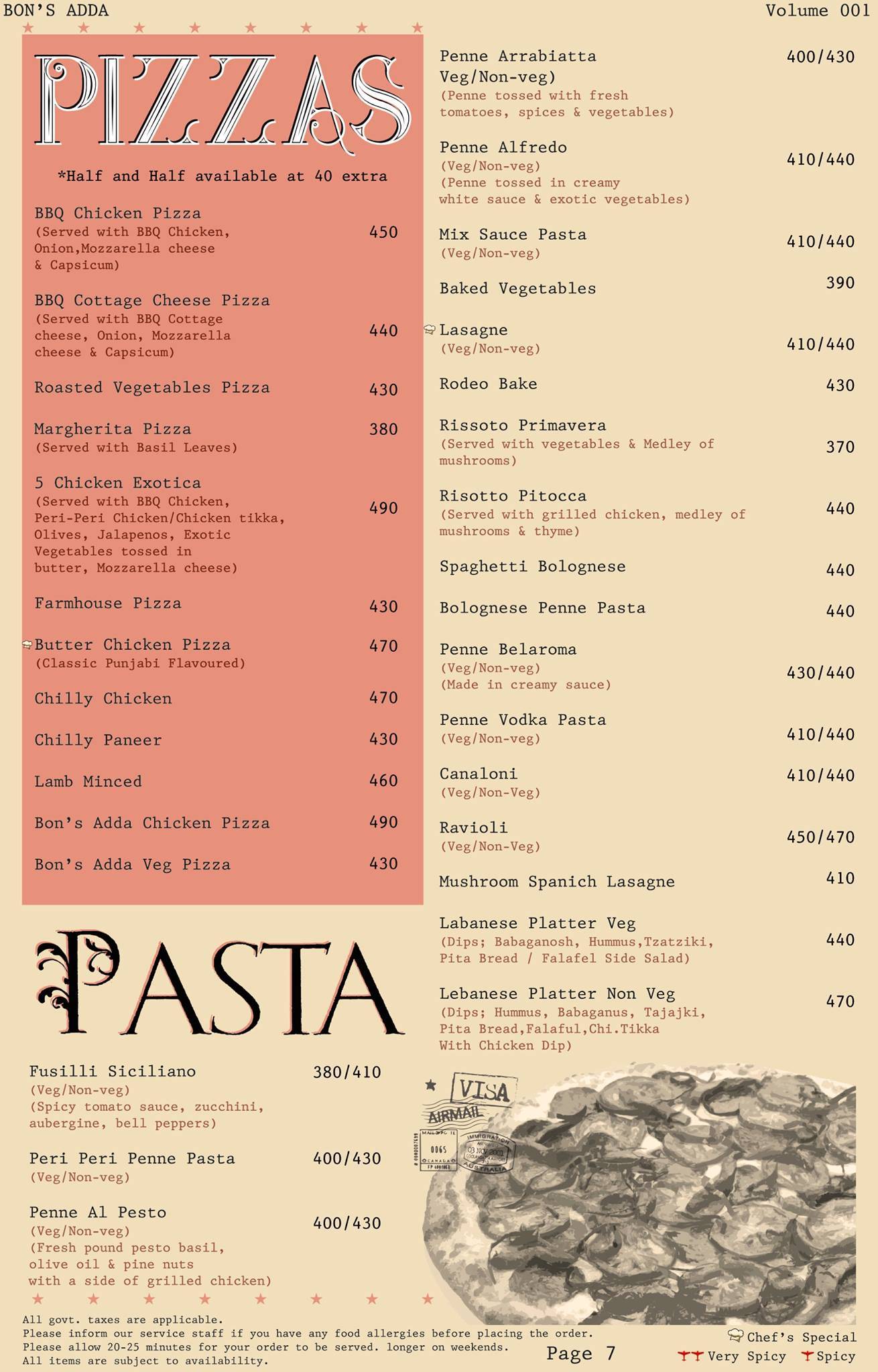 Bon's Adda - Garden Cafe Best Clubs in Amritsar menu