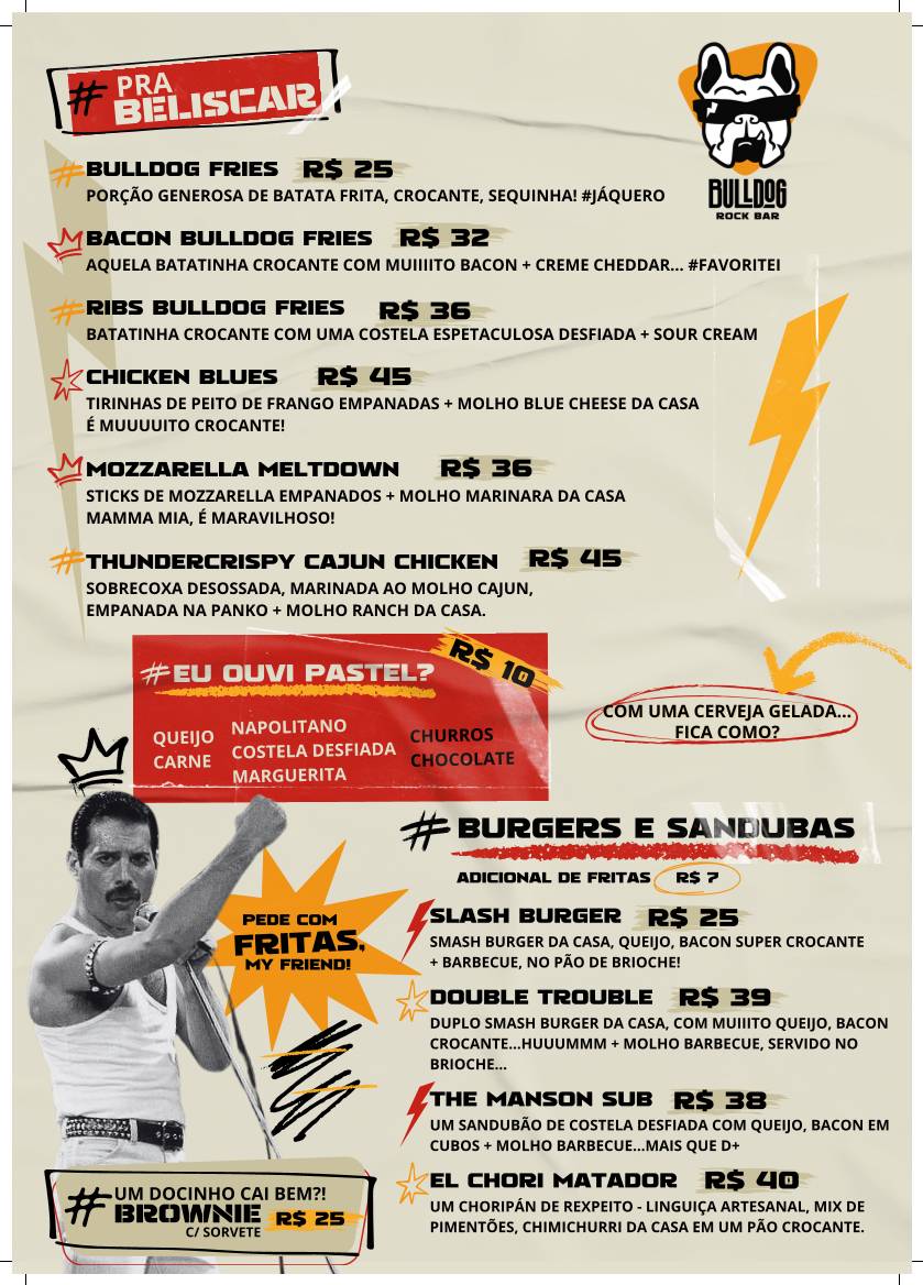 Bulldog Rock Bar cardápio