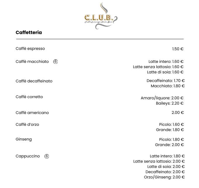 Menu di CLUB 