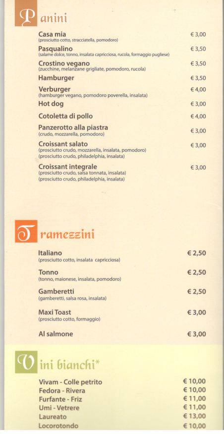 Menu di Caffè Napoli 
