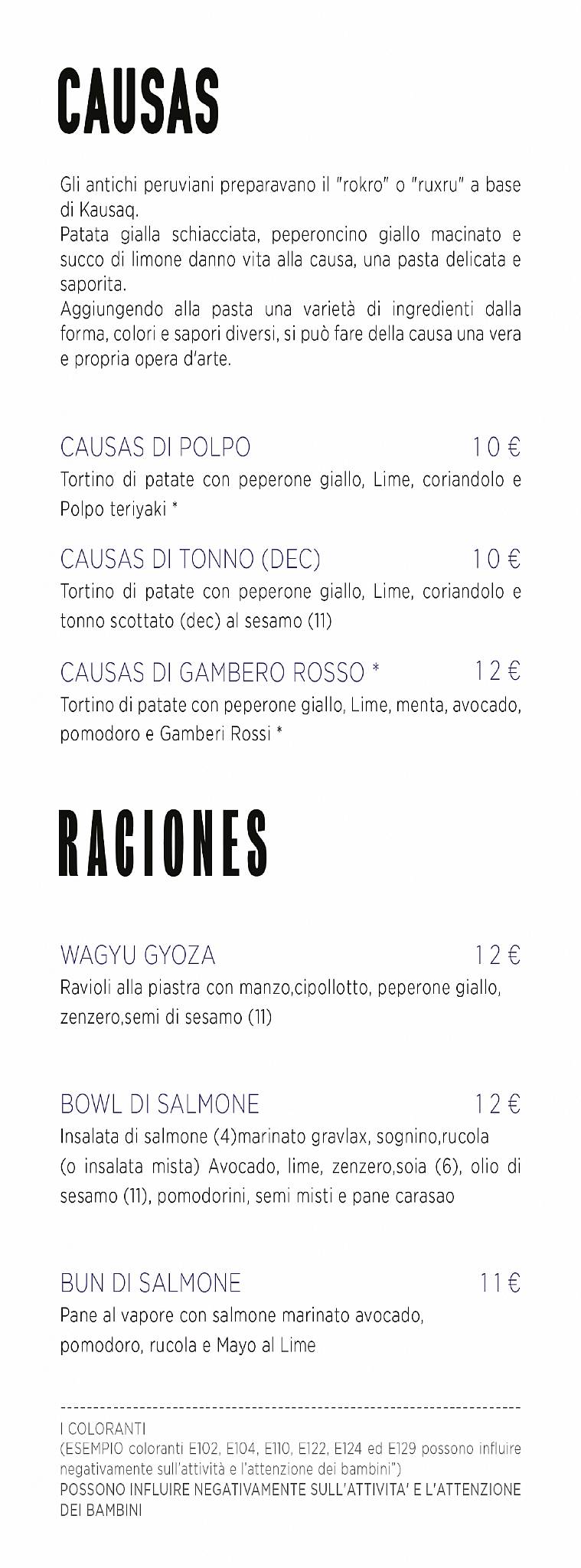 Menu di Coropuna 