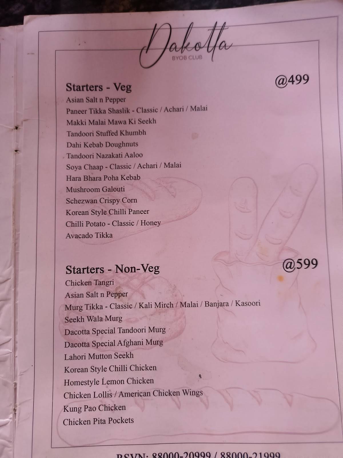 Dakotta - BYOB & Kitchen menu