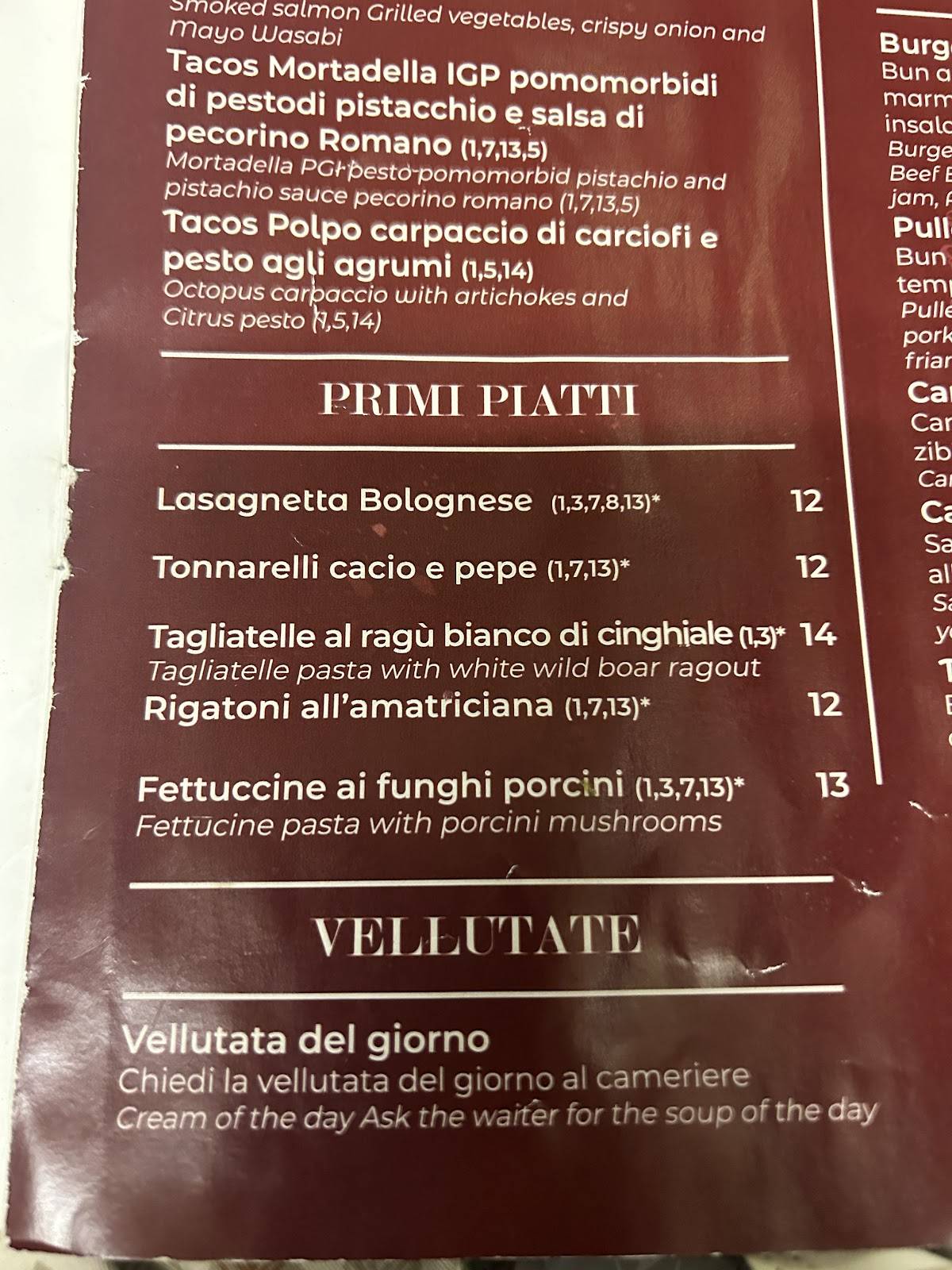 Menu di Enoteca Nibbi dal 1936 