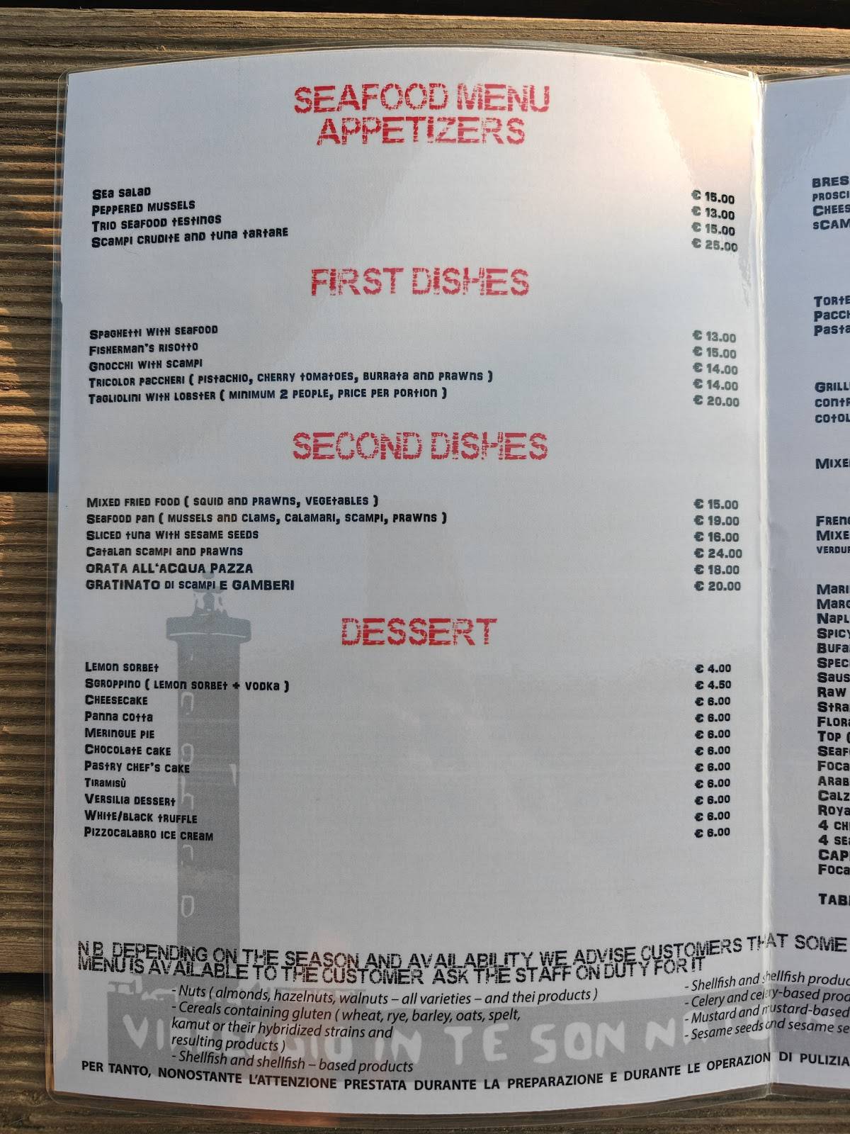 Menu di Flora Beach Restaurant 