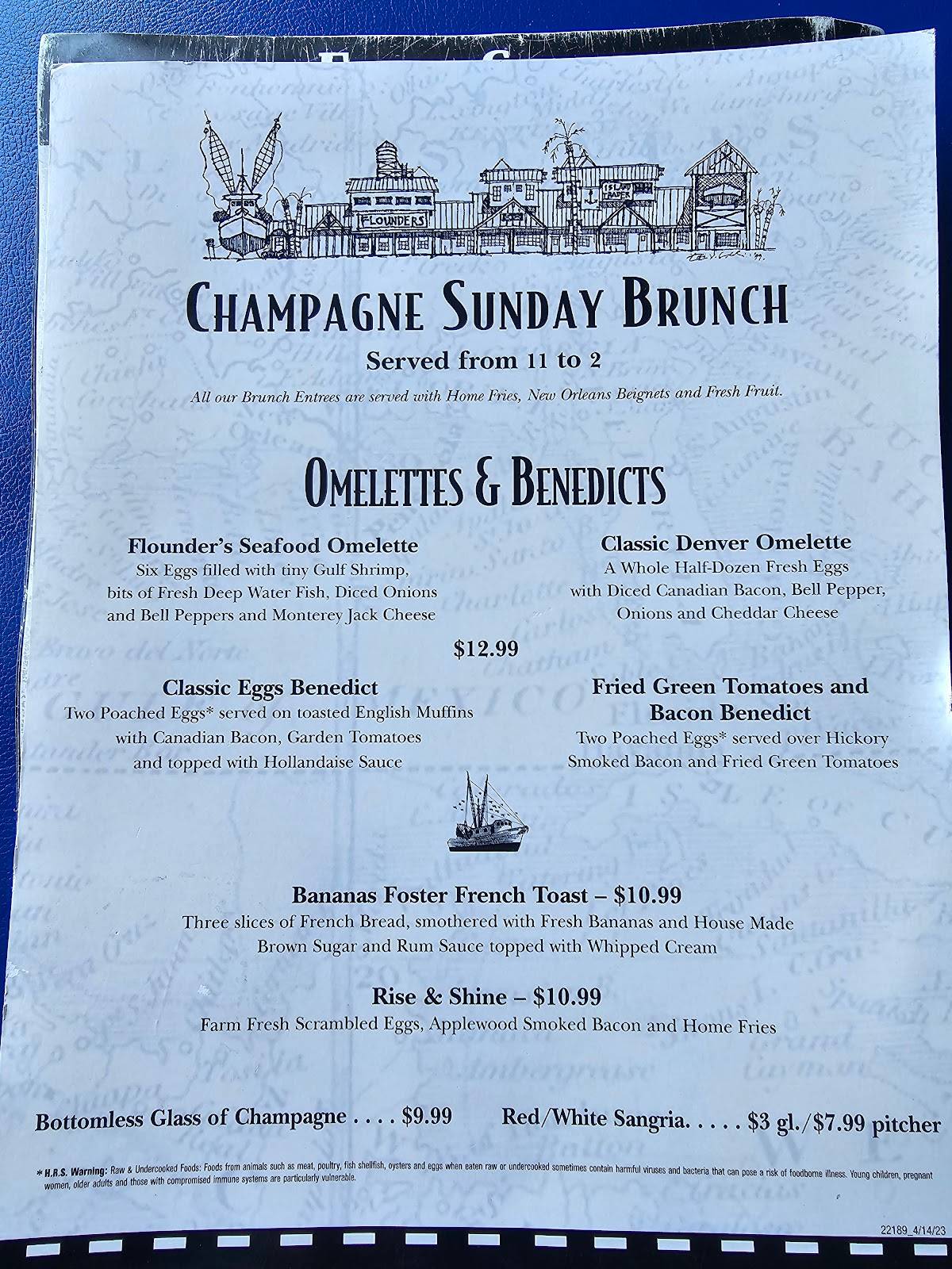 Menu at Flounder's Chowder House pub & bar, Pensacola Beach