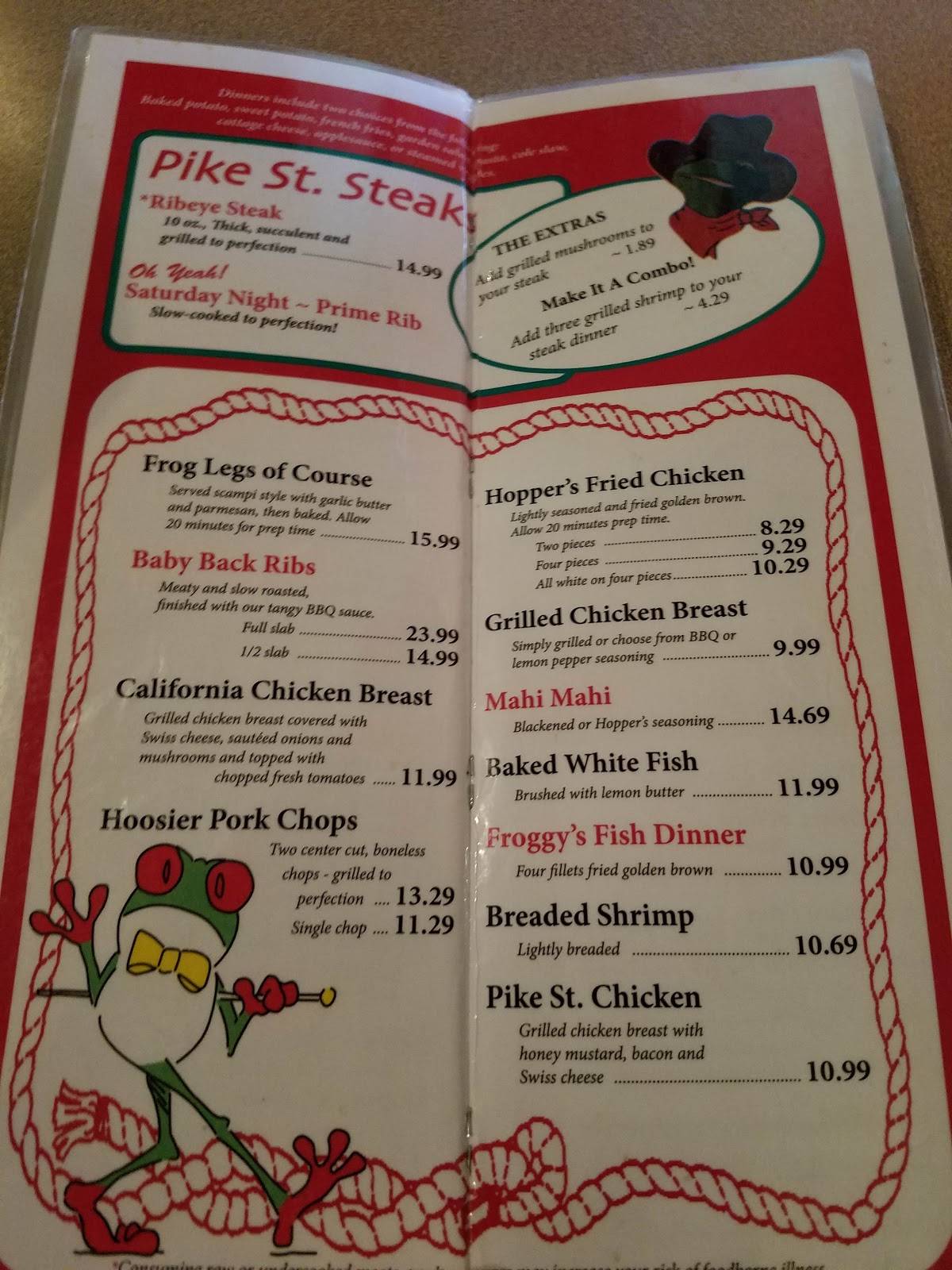 Menu at Hoppers Pike Street Grill pub & bar, Goshen