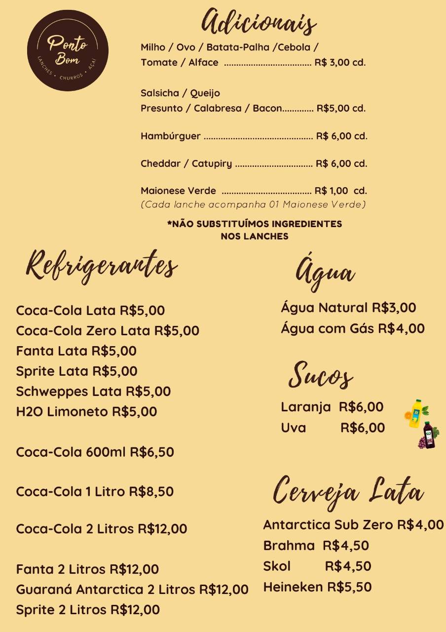 Lanches e Churros do Beto cardápio