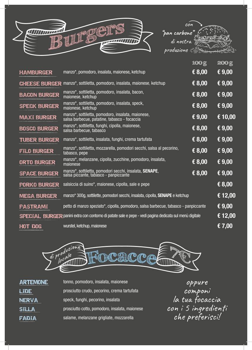 Menu di Missiva Pub 