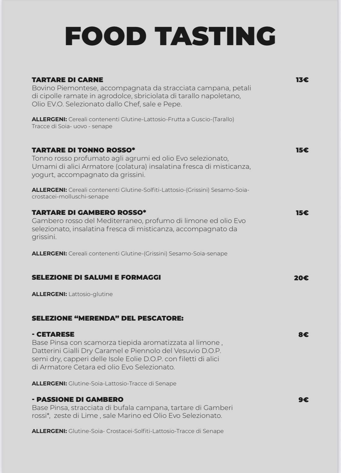 Menu di Namastè - Roof Garden Bar 