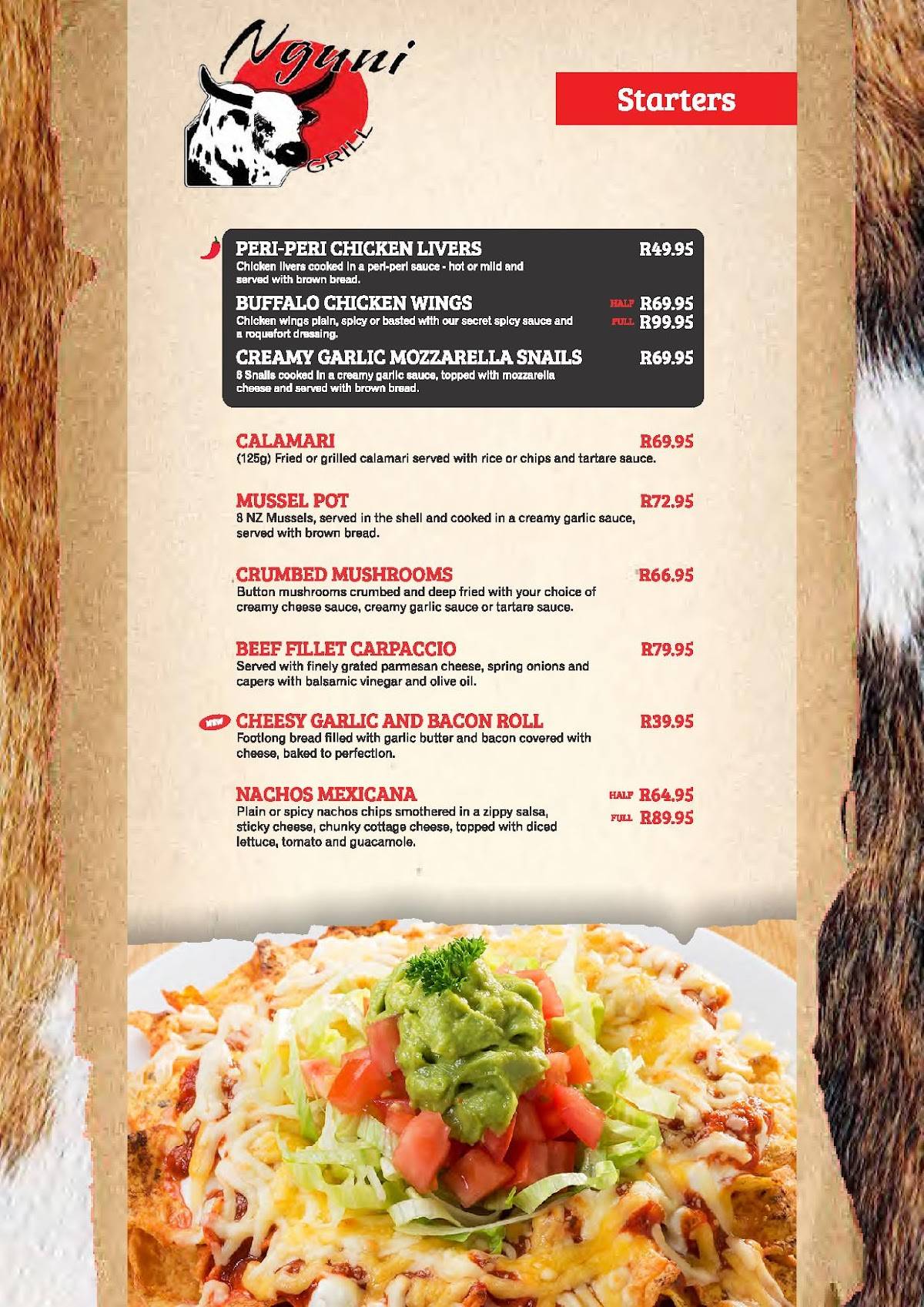 Menu At Nguni Grill Restaurant Polokwane