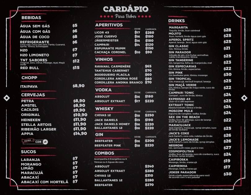 Parador Fiusa cardápio