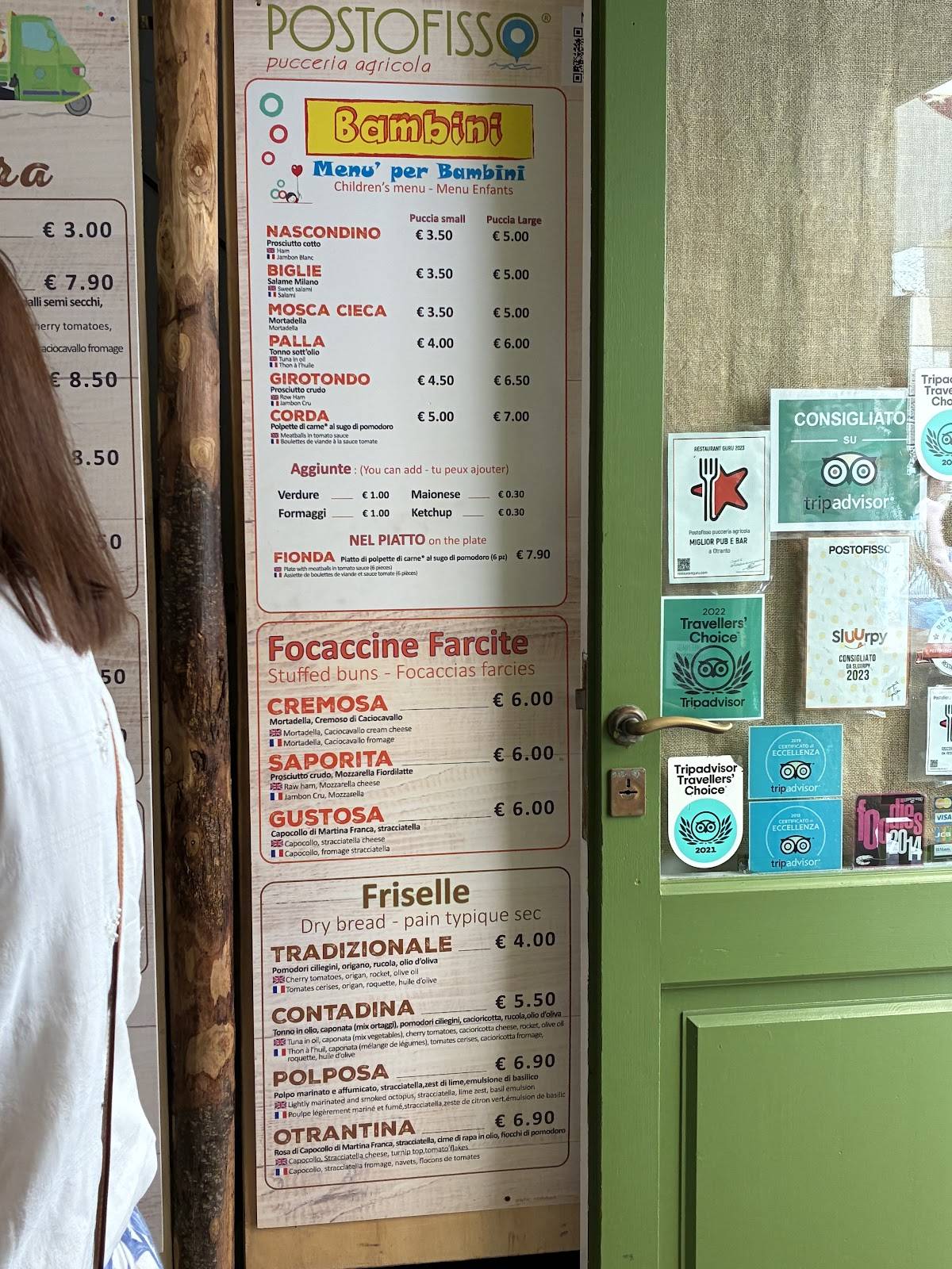 Menu di Postofisso pucceria agricola 