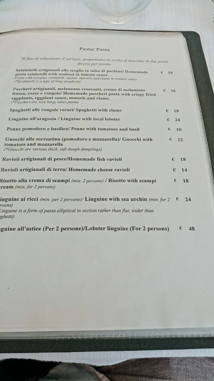 Menu di La Salute 