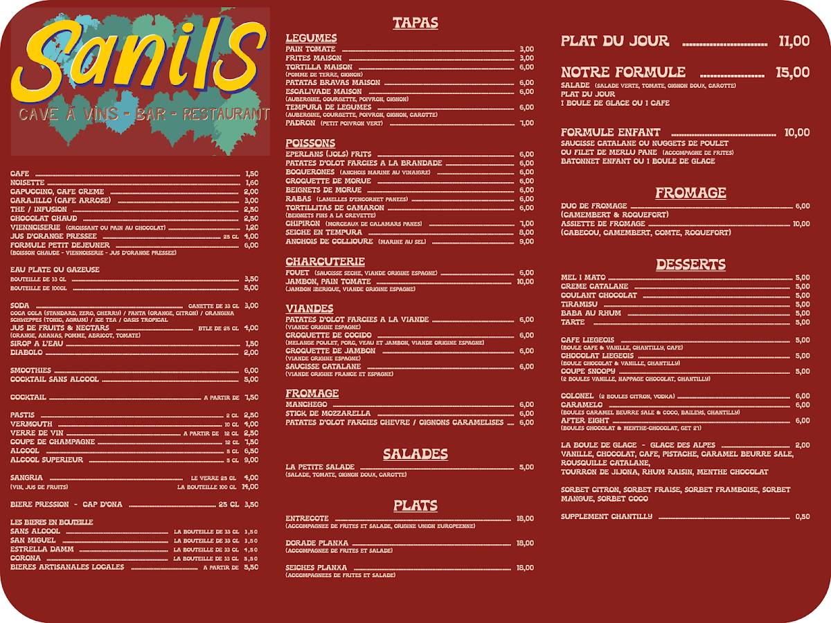Menu de SANILS