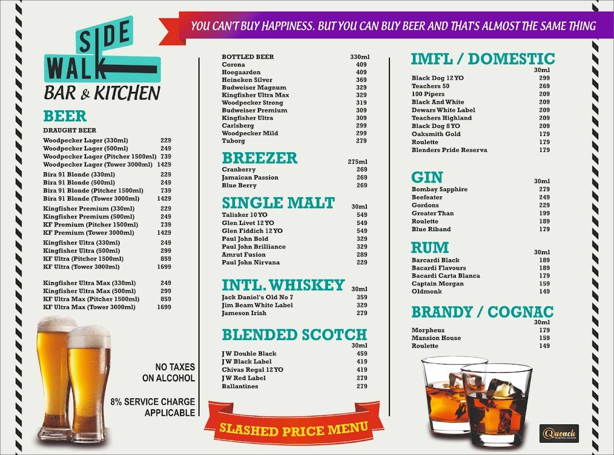 Sidewalk Bar & Kitchen menu