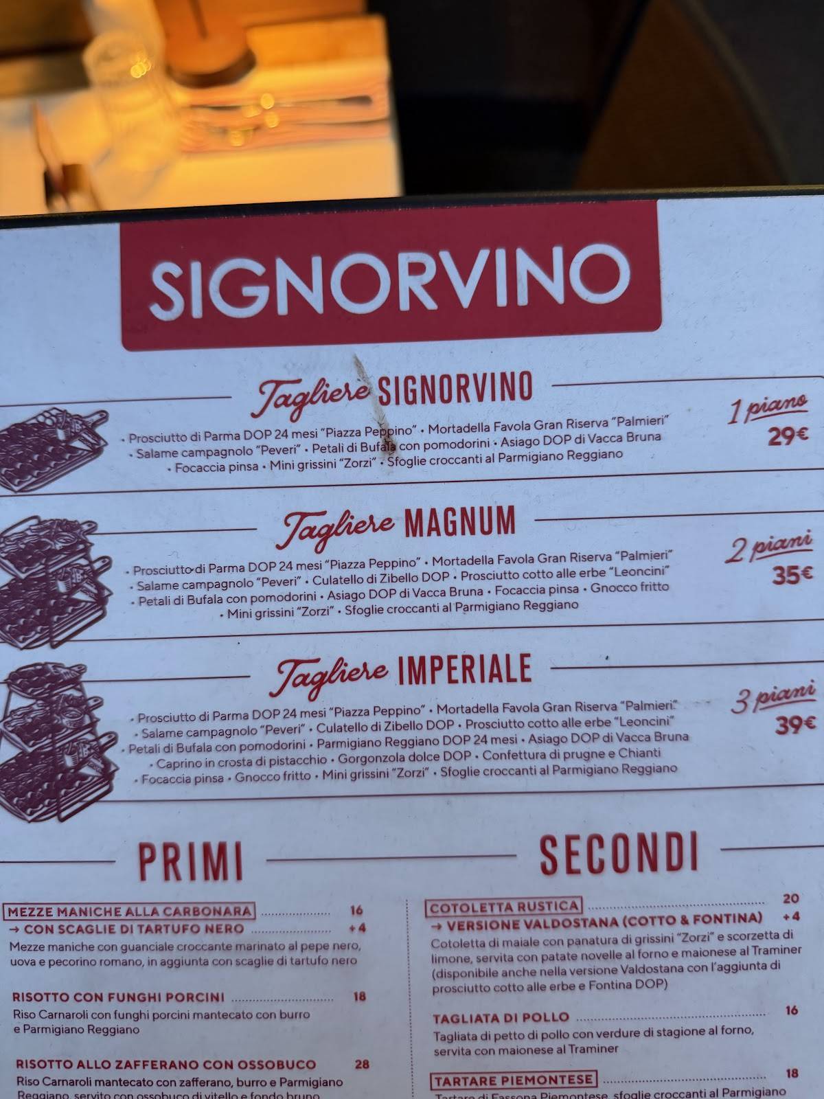 Menu di Signorvino Roma 