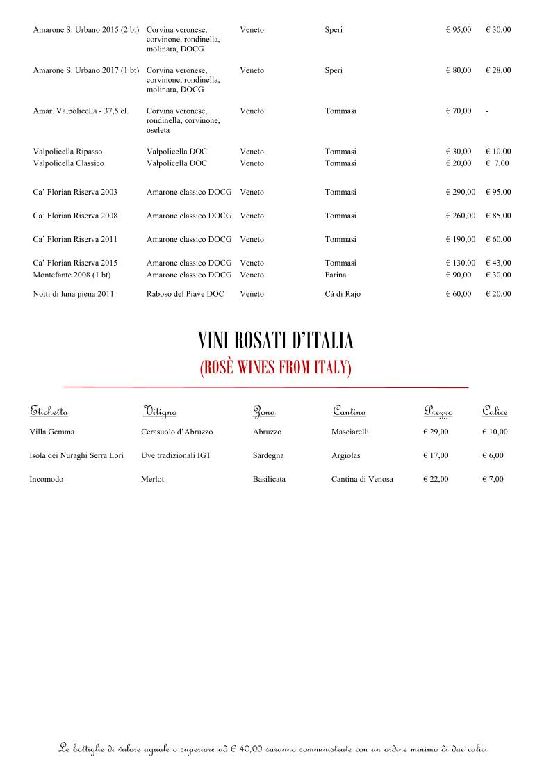 Menu di Tabisca "il Vico dei Tagliati" 