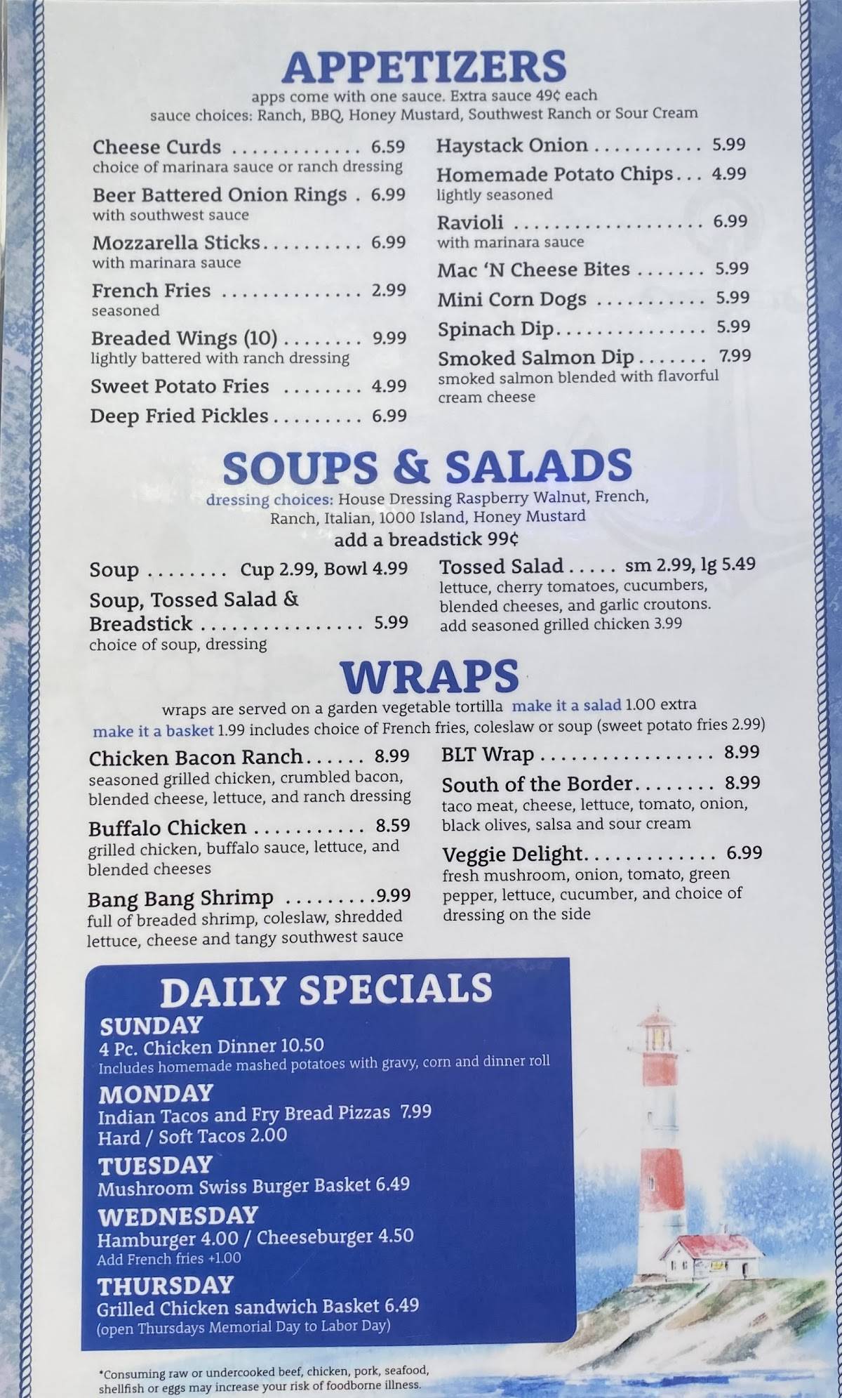 Menu at The Lighthouse Bar and Grill, Shawano