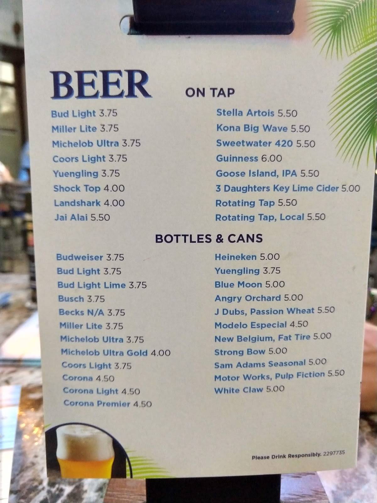 Menu at The Parrot Patio Bar & Grill, Bradenton