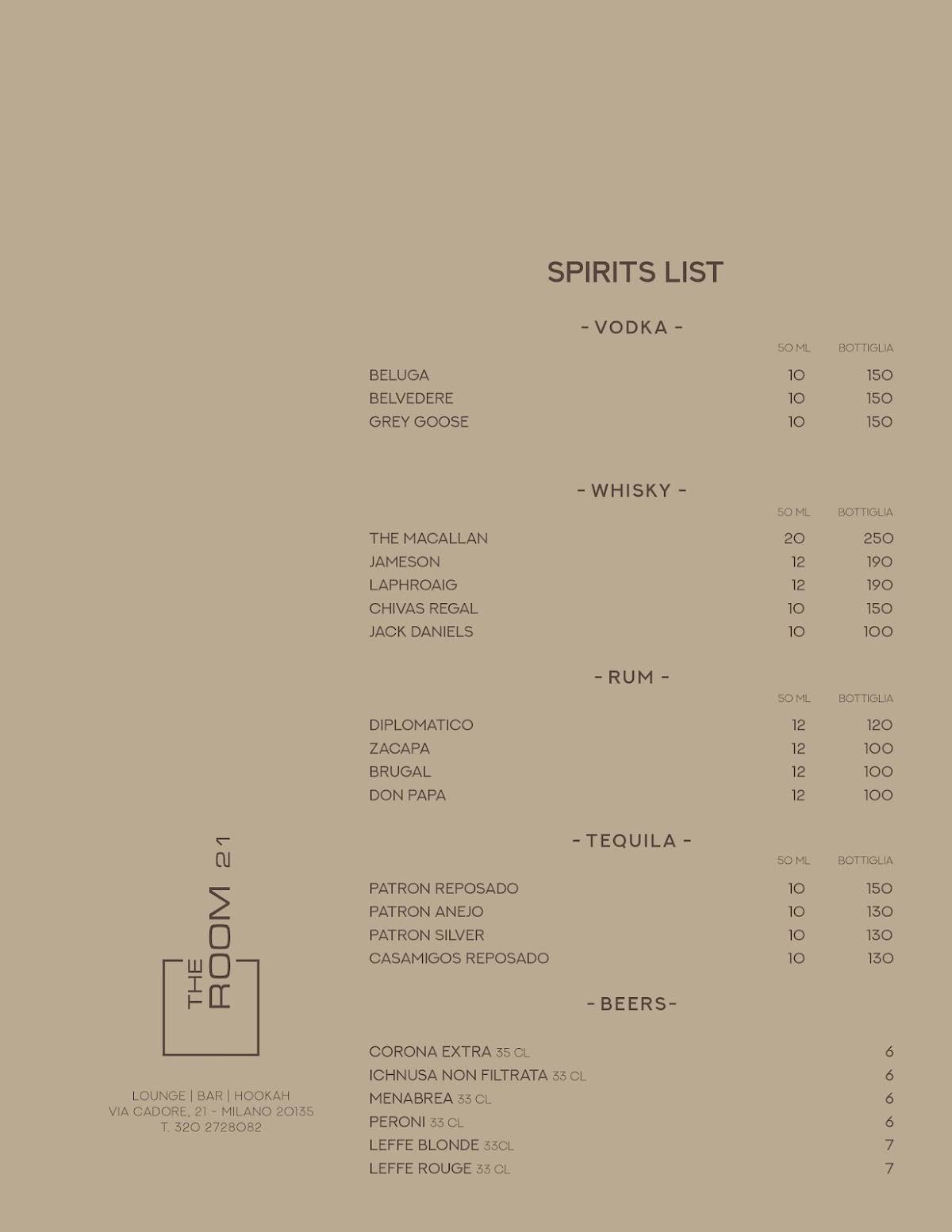 Menu di The Room21 
