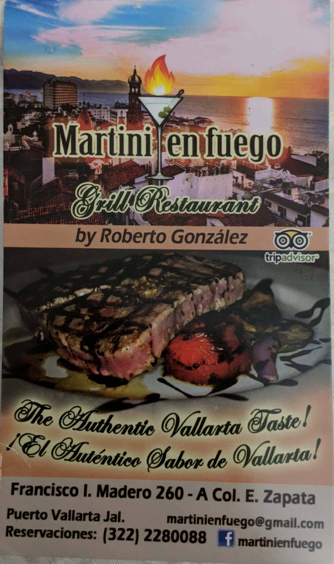 Menu at Martini en Fuego Grill Restaurant, Puerto Vallarta