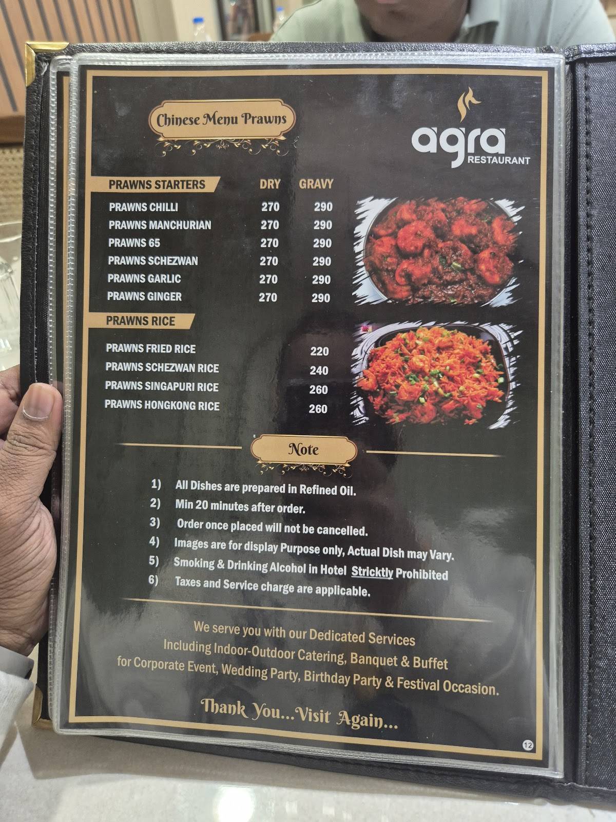 Agra Restaurant menu