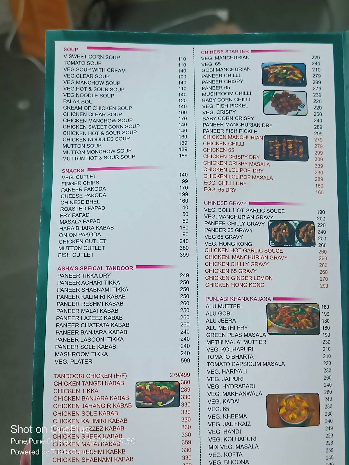 Hotel Asha - Veg & Non-veg menu