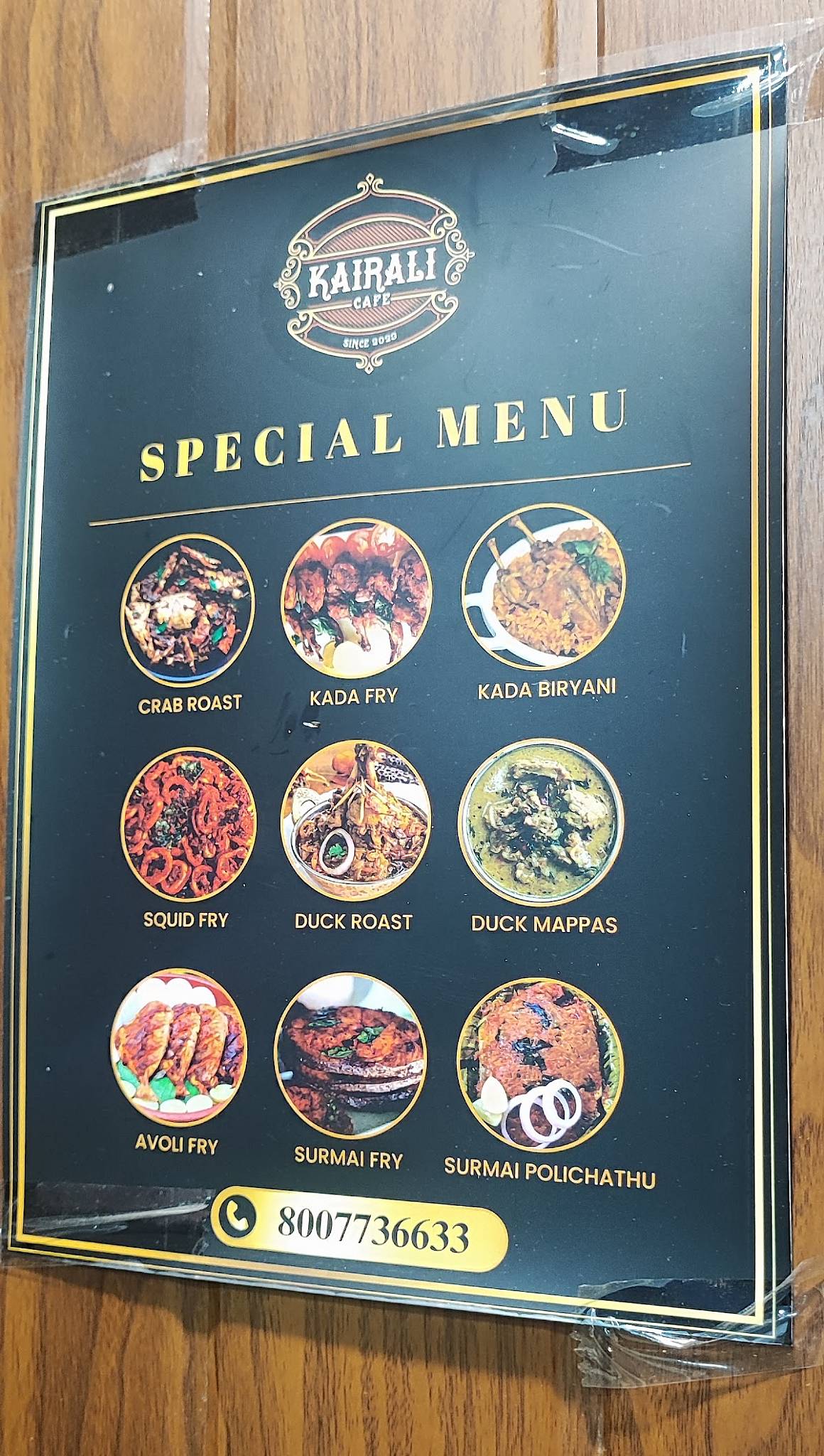 Kairali Cafe menu