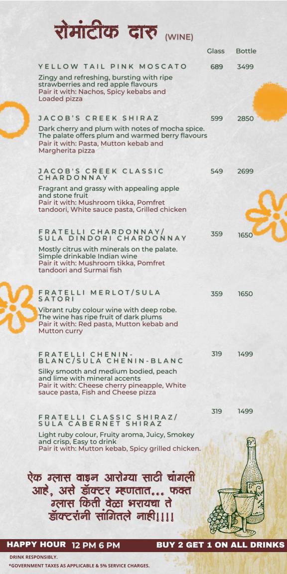 The Chandralok Kitchen Bar-Family & Pet-Friendly, Cosy Couple-Friendly Birthday & Corporate Party Venue, in Karve Nagar menu