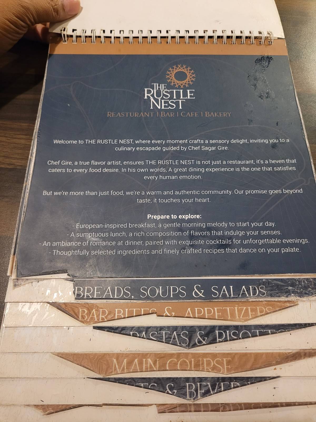 The Rustle Nest menu