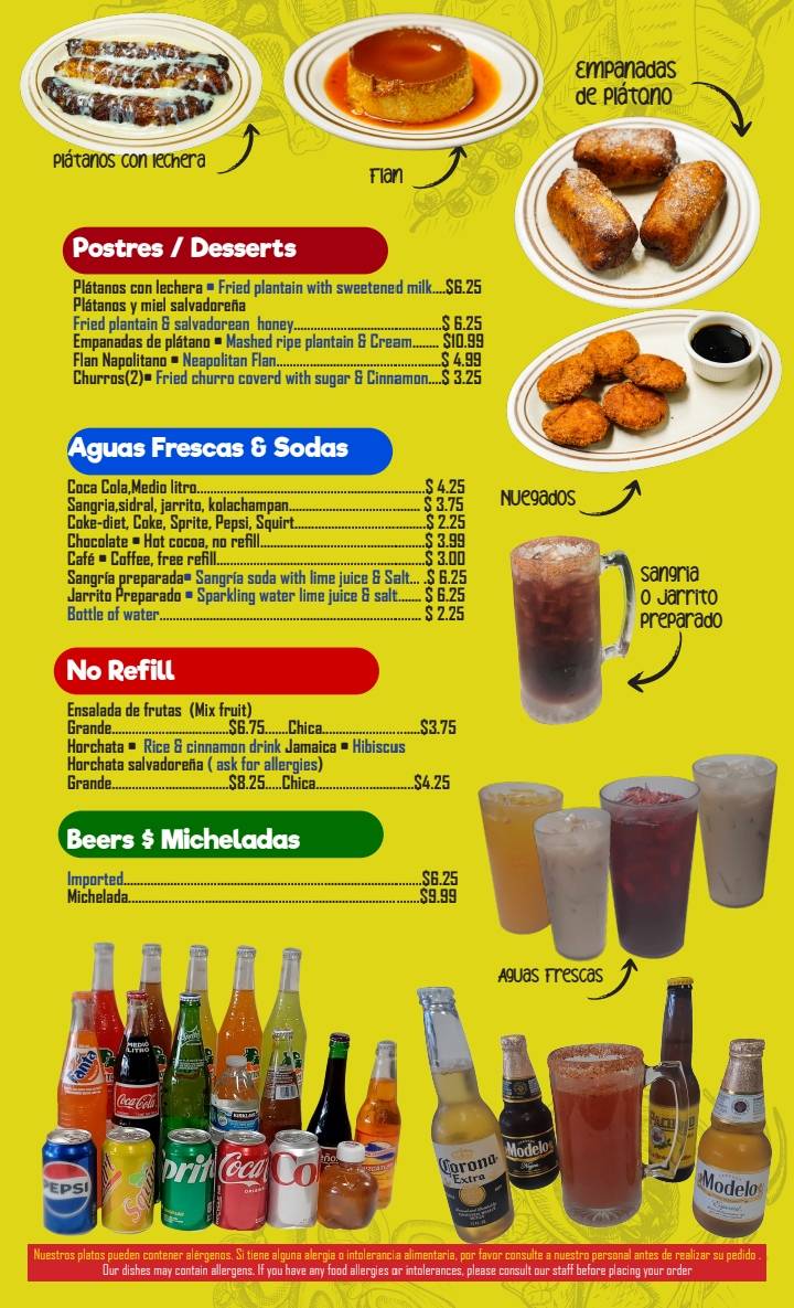 Carta del restaurante Pupusería La Chalateca, San Jose, Hamilton Ave