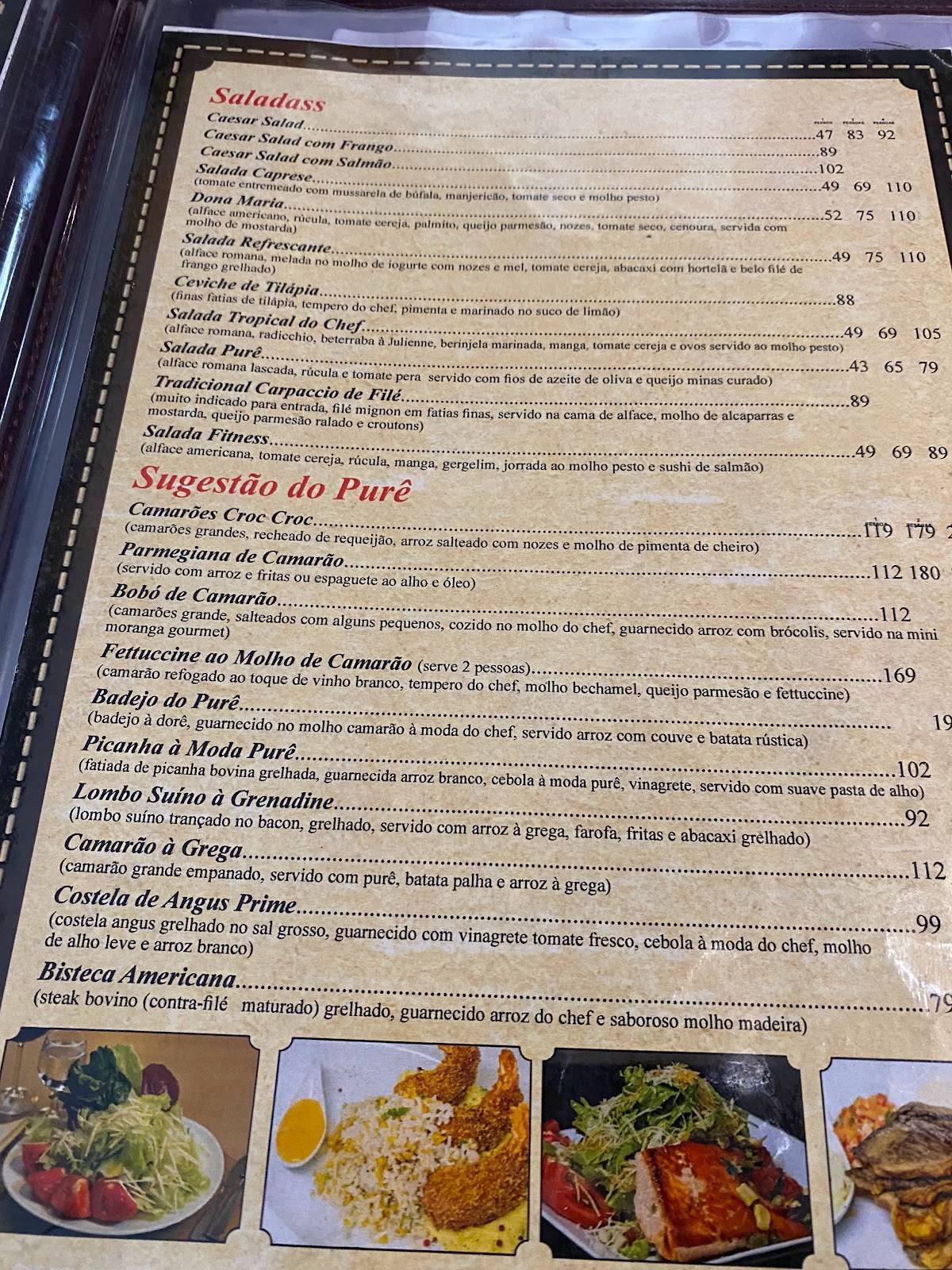 Purê Point Restaurante cardápio