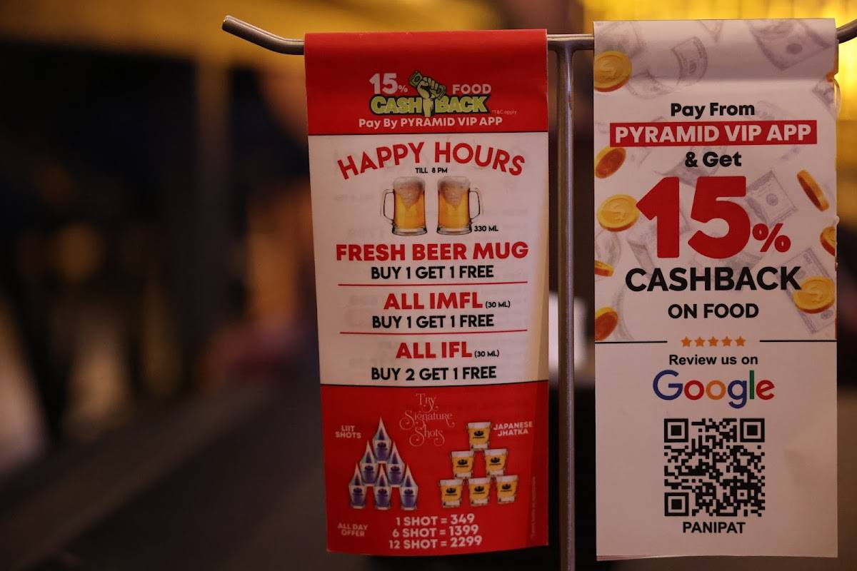 Pyramid Panipat Cafe Lounge Bar Microbrewery Nightclub Restaurant menu