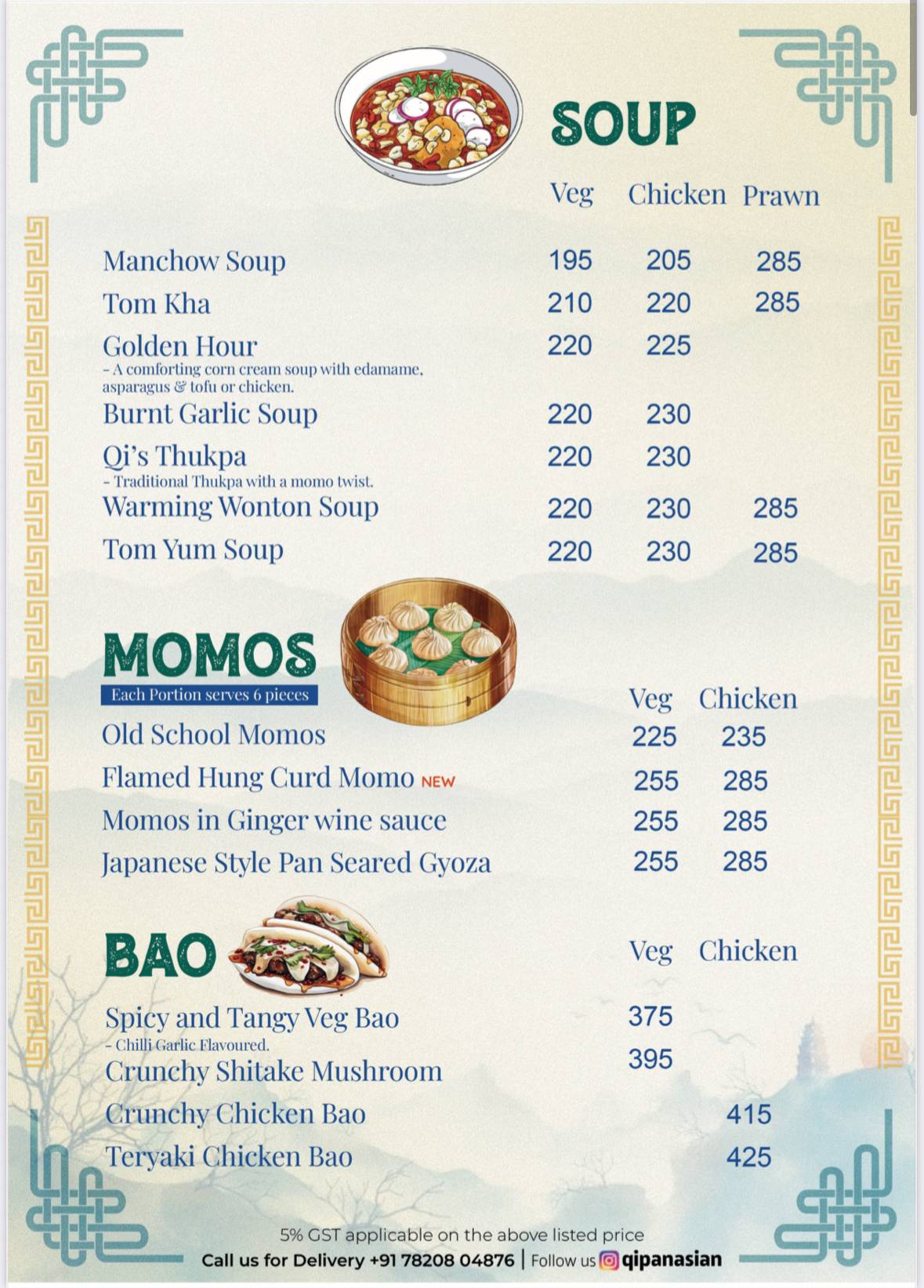 Qi Pan Asian menu