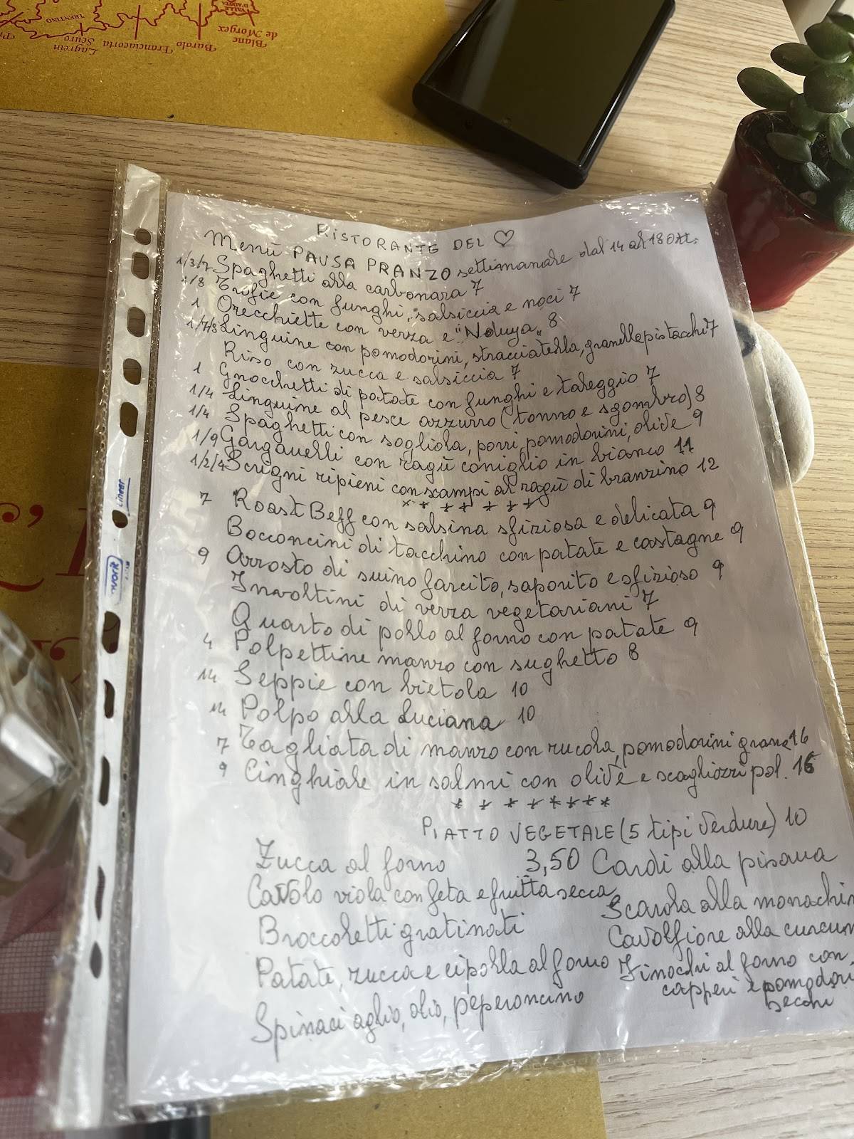 Menu di Quore Ristorante de L'Alba 
