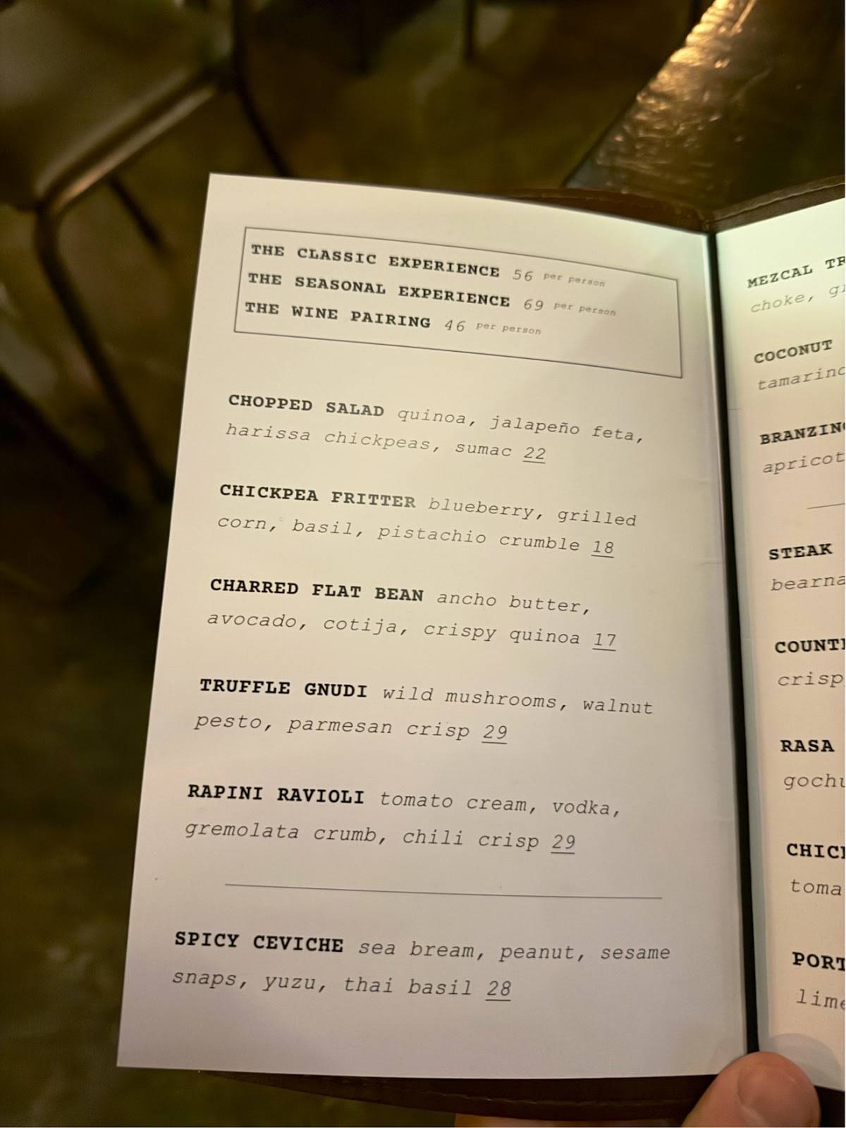 Menu de RASA