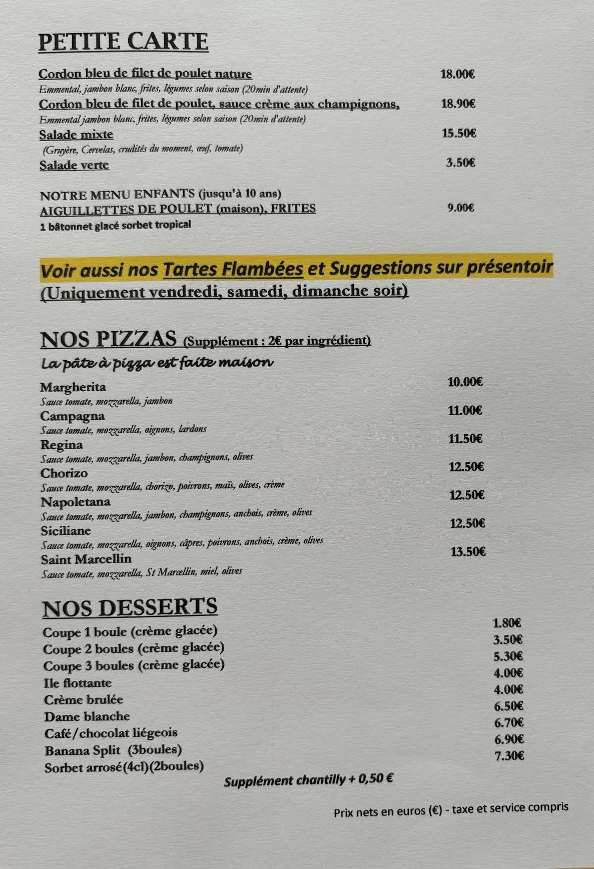 Menu de Restaurant À La Charrue