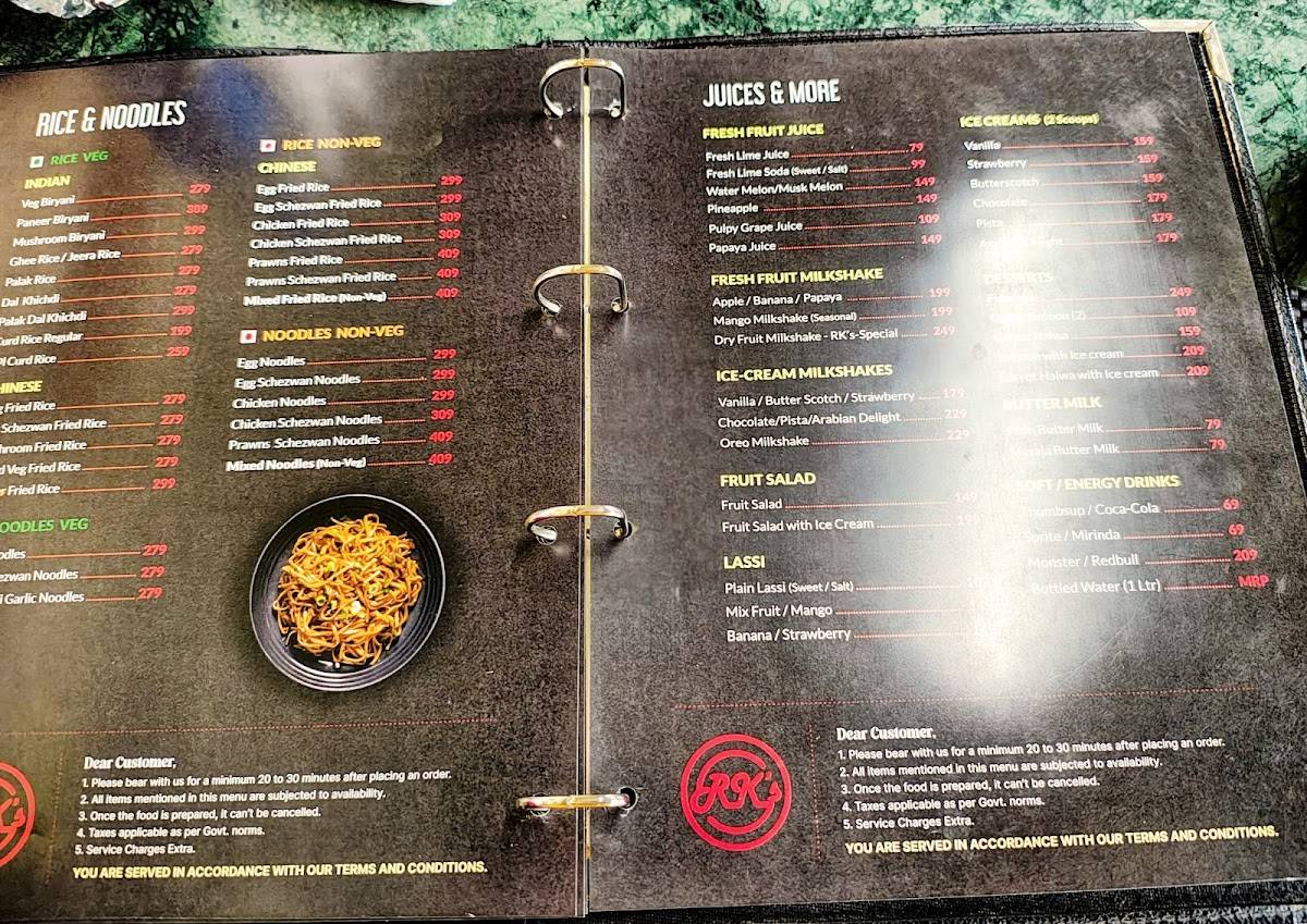 RK's Family Restaurant menu