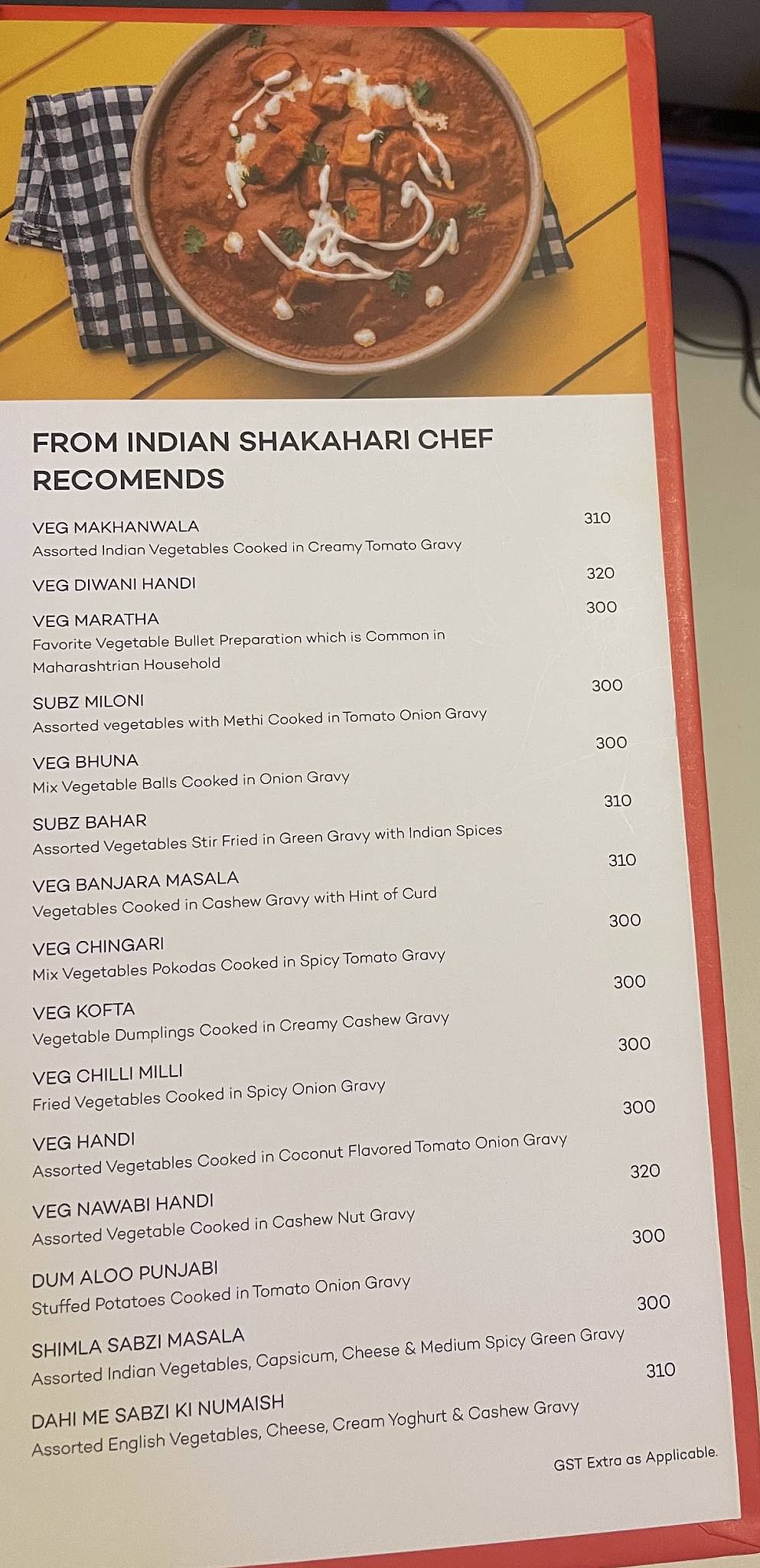 ROSE WOOD RESTAURANT menu