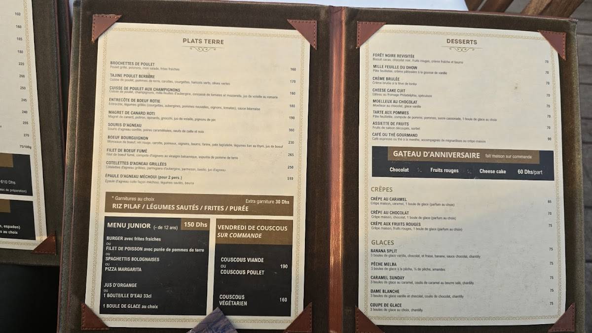 Menu de Le Dhow : Restaurant Lounge Club