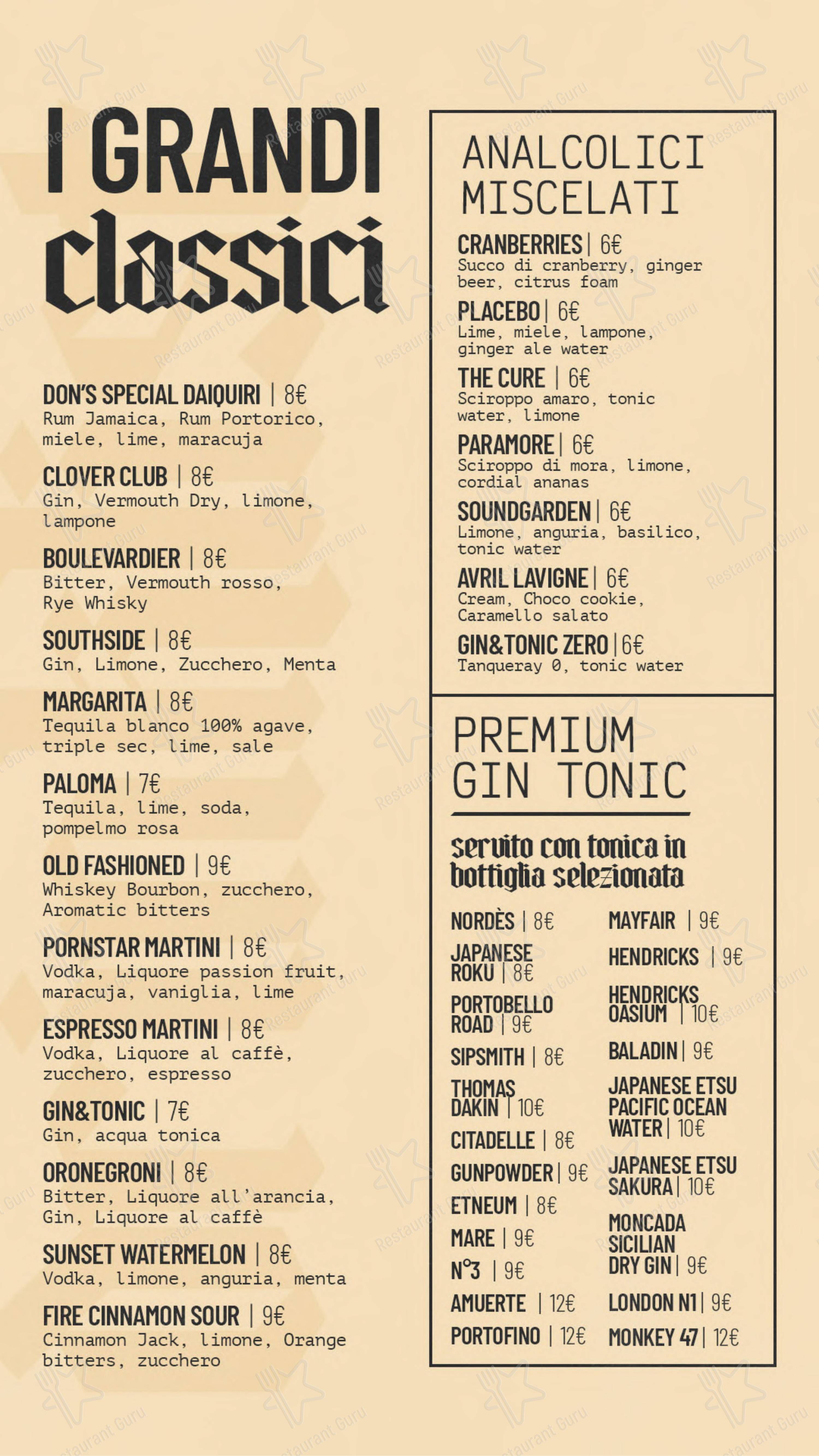 Menu per Radio Rock in Ragusa
