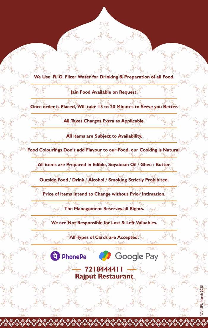 Rajput Restaurant menu