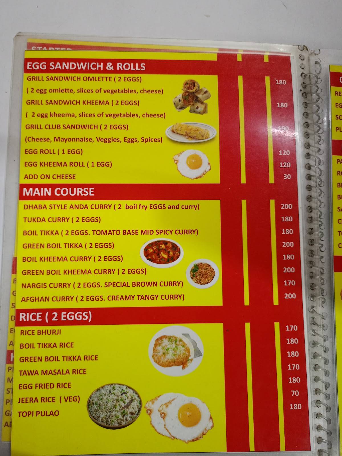 Raju Omelette menu