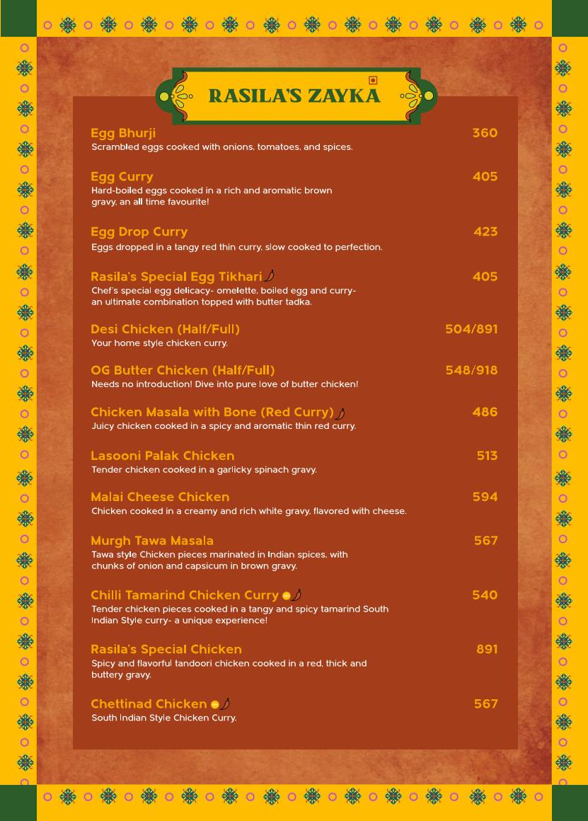 Rasila's Kitchen menu