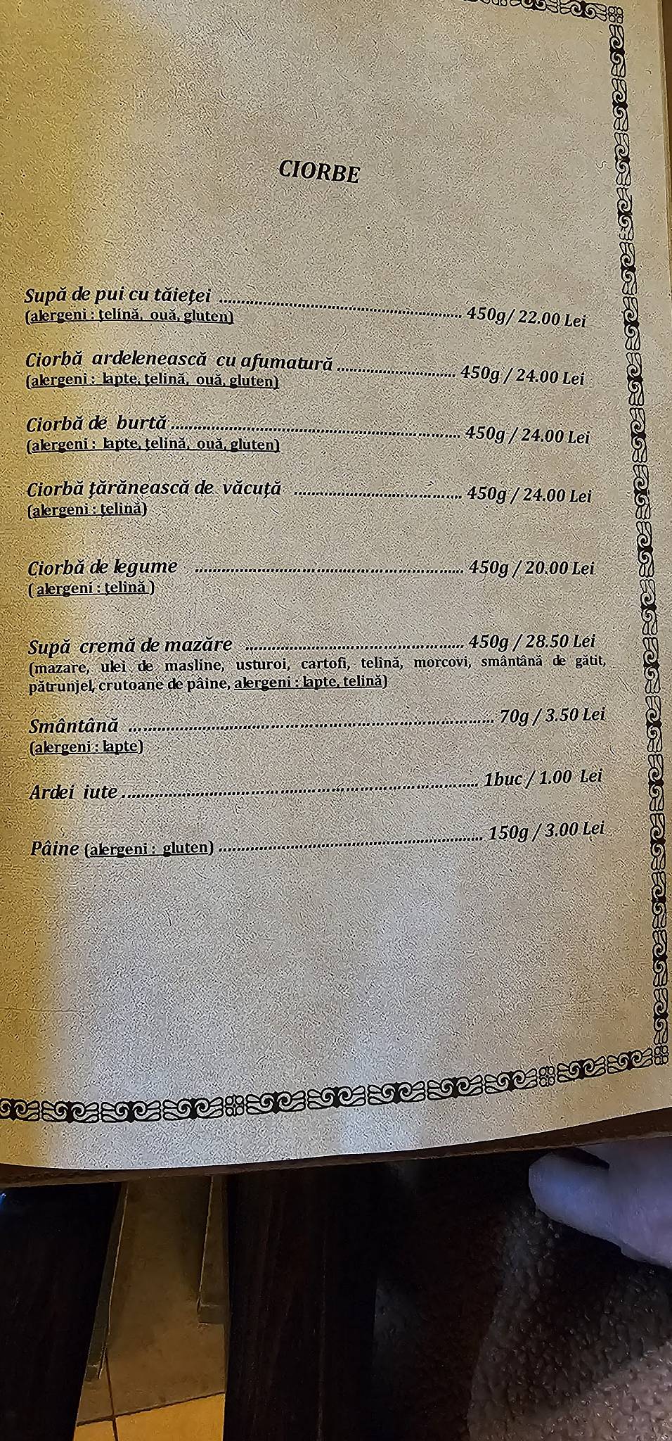 Menu de "La Promenadă" Restaurant