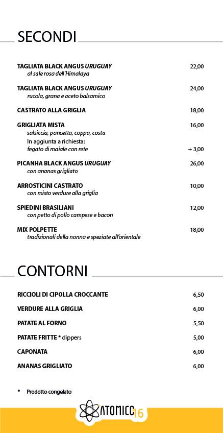 Menu di Atomico 16 