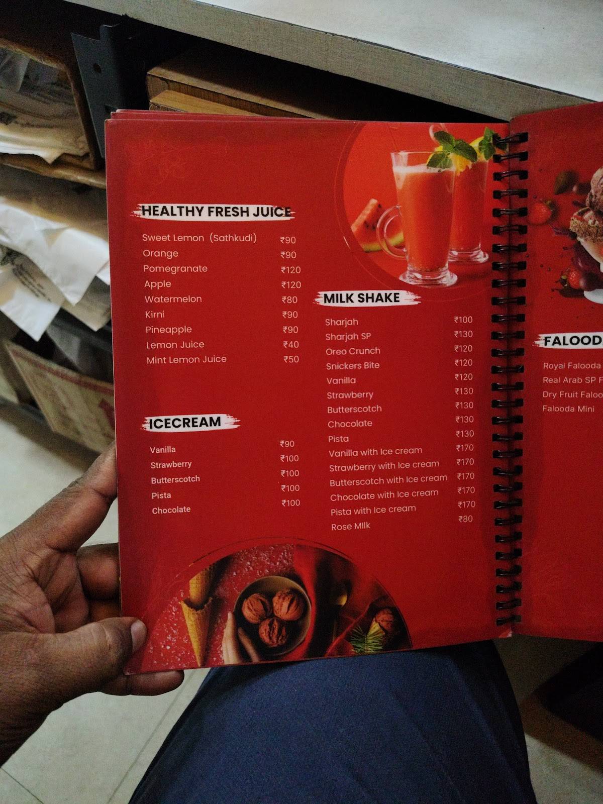 Real Arabian Restaurant menu